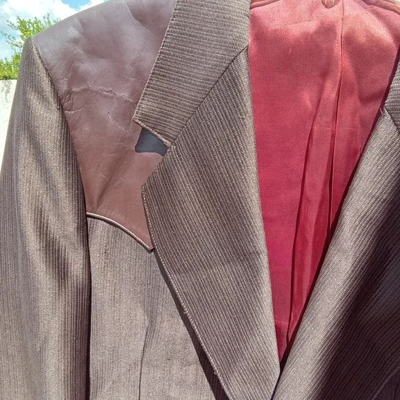 Alamo Made in Mexico Brown Western Rodeo Blazer Leather Accents Men Size 42R - Picture 5 of 16